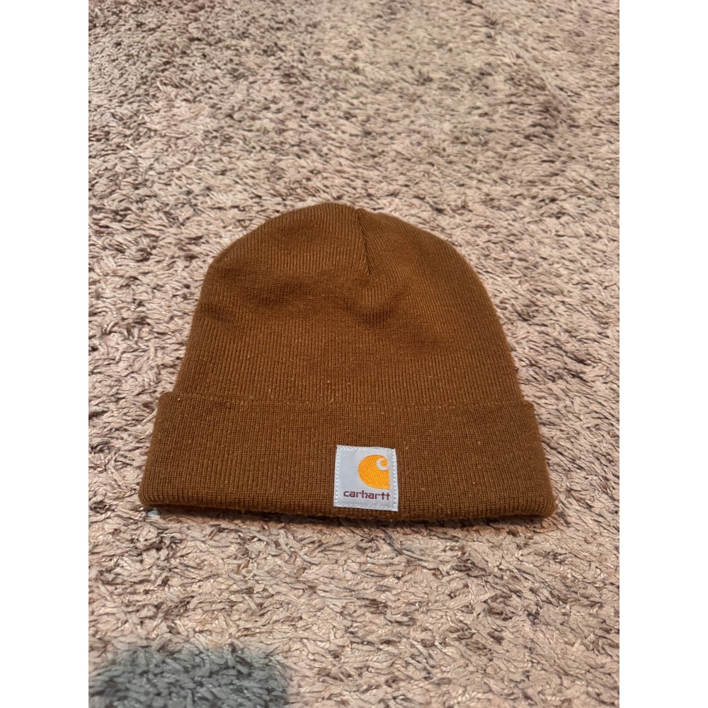 Carhartt Beanie Youth Brown Knit Hat Cuffed Watch Cap‎ One Size